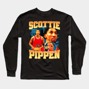 Scottie Pippen Basketball Legend Signature Vintage Retro 80s 90s Bootleg Rap Style Long Sleeve T-Shirt